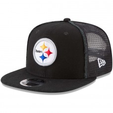 Men's Pittsburgh Steelers New Era Black Trucker Worn 9FIFTY Adjustable Hat 2924618